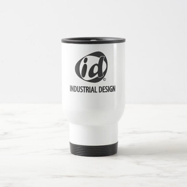 Industrial Design 15oz white travel mug (Center)