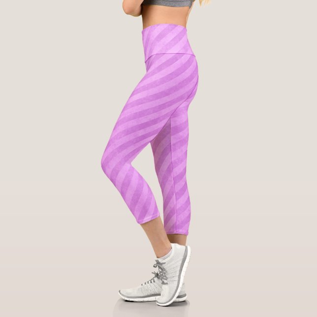 Industrial Electric Pink Stripes Capri Leggings (Left)