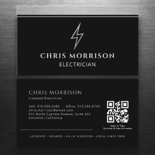 Industrial Electrician Metallic QR Code Business Card