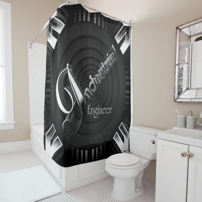 Industrial Engineer Deco Flare Shower Curtain (In Situ)