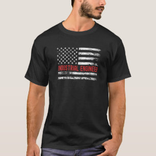 Industrial Engineer USA Flag Profession Retro Job  T-Shirt