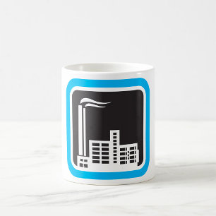 Industrial Factory Icon with Smokestacks Coffee Mug