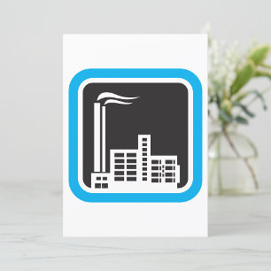 Industrial Factory Icon with Smokestacks Invitation