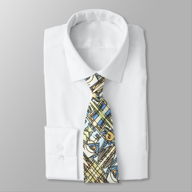 Industrial Flower-Modern Geometric Pattern Tie (Tied)