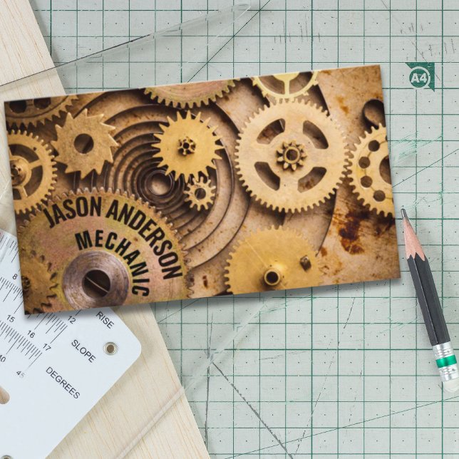 Industrial Gear Auto Repair Automotive Mechanic  Business Card (Industrial Gear Auto Repair Automotive Mechanic Business Card)