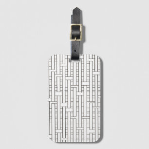Industrial Grid-Black And White Modern Geometric Luggage Tag