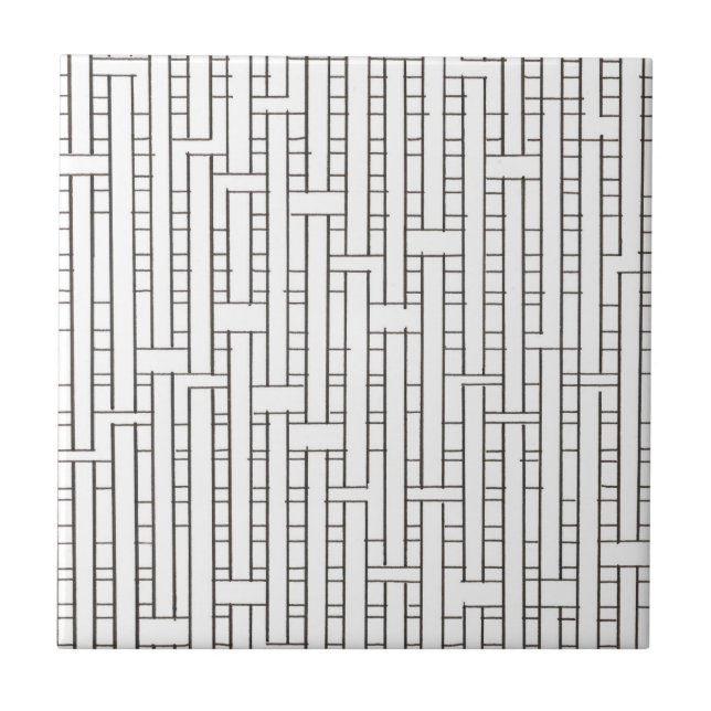 Industrial Grid-Black And White Modern Geometric Tile (Front)