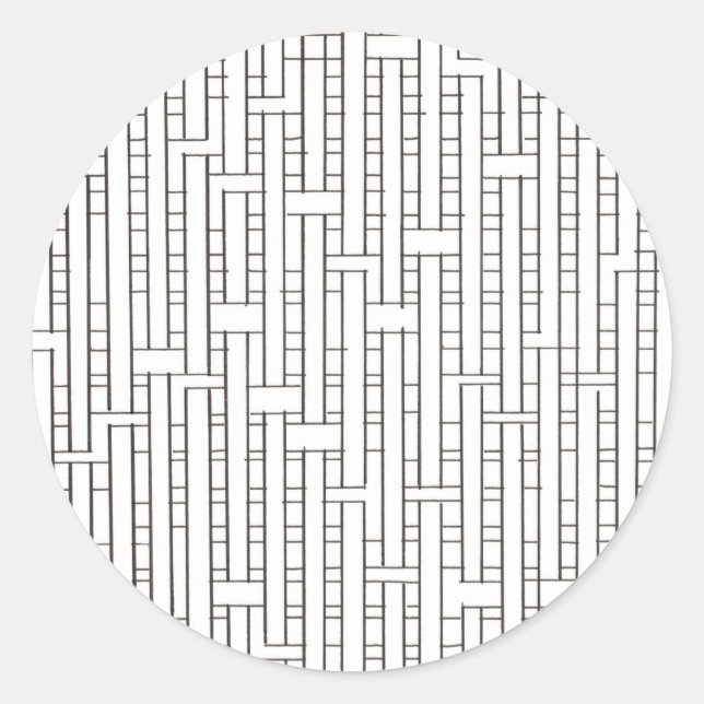 Industrial Grid-Black and White Modern Minimalist Classic Round Sticker (Front)