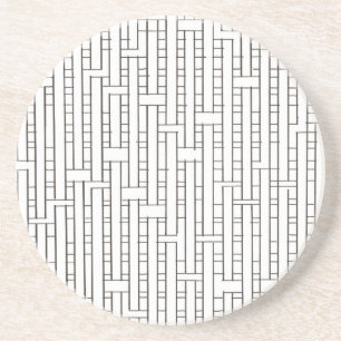 Industrial Grid-Black And White Modern Minimalist Coaster