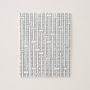 Industrial Grid-Black and White Modern Minimalist Jigsaw Puzzle