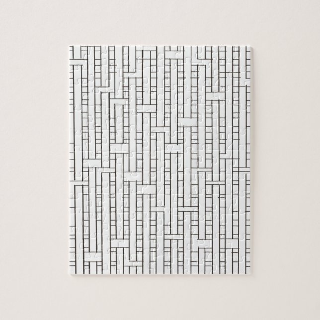Industrial Grid-Black and White Modern Minimalist Jigsaw Puzzle (Vertical)