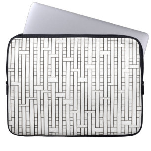 Industrial Grid-Black and White Modern Minimalist Laptop Sleeve