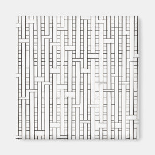 Industrial Grid-Black And White Modern Minimalist Magnet