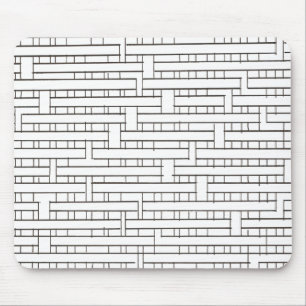 Industrial Grid-Black and White Modern Minimalist Mouse Mat