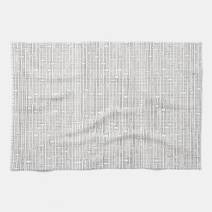Industrial Grid-Black and White Modern Minimalist Tea Towel