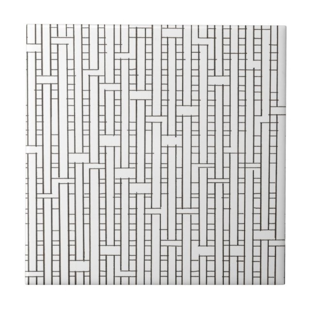 Industrial Grid-Black and White Modern Minimalist Tile (Front)