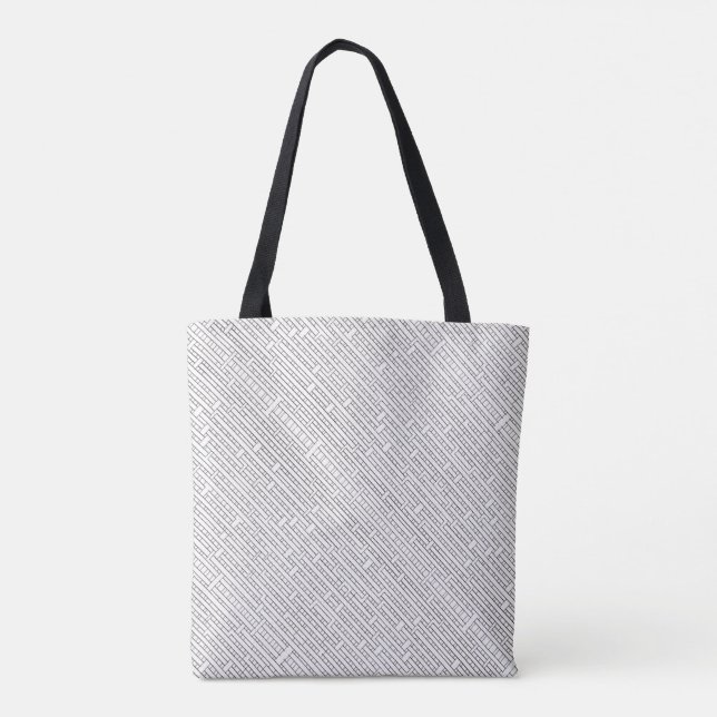 Industrial Grid-Black and White Modern Minimalist Tote Bag (Back)