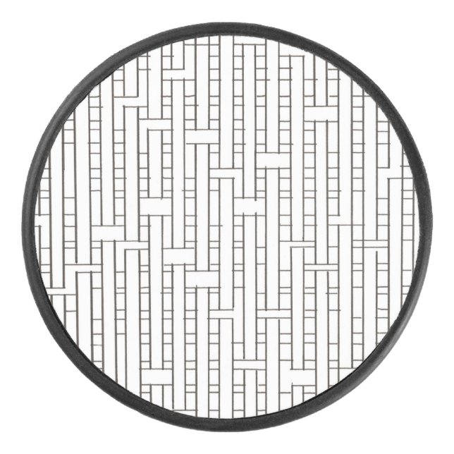 Industrial Grid-Modern Bauhaus Geometric Hockey Puck (Front)