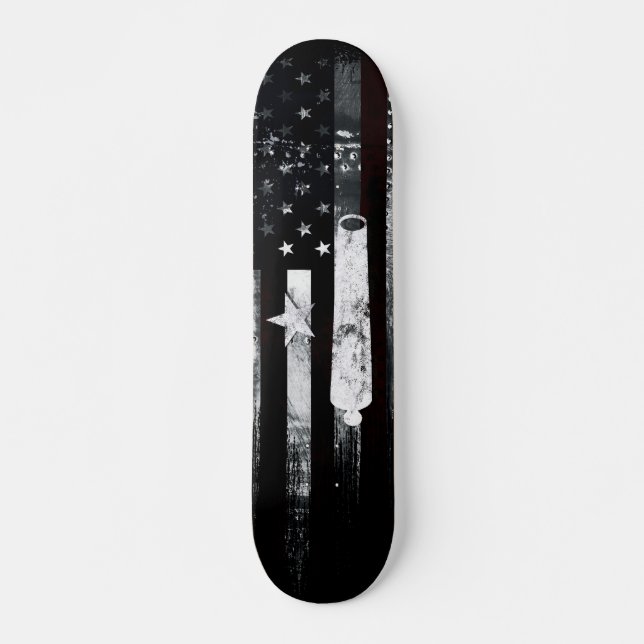 Industrial Grunge American Flag Star and Cannon Skateboard (Front)