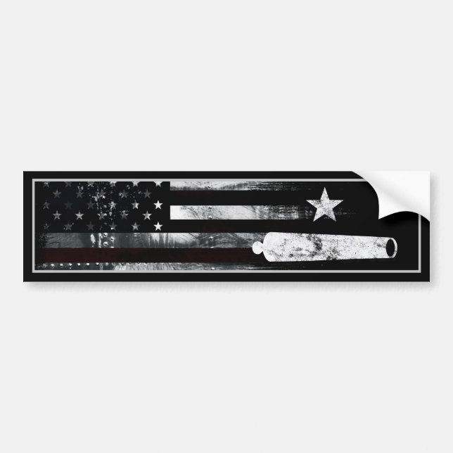 Industrial Grunge American Flag Star Cannon Bumper Sticker