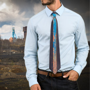 Industrial grunge brown blue rusted tie