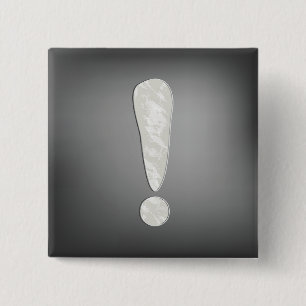 Industrial Grunge Exclamation Mark Symbol 15 Cm Square Badge