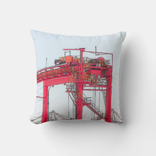 Industrial Harbour Harbour Crane Sketch Cushion