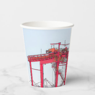 Industrial Harbour Harbour Port Crane Sketch Paper Cups