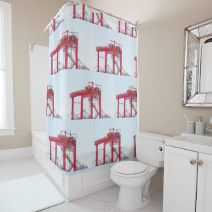Industrial Harbour Harbour Port Dockside Crane Shower Curtain