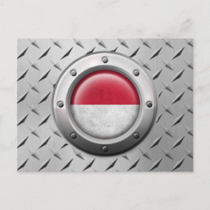 Industrial Indonesian Flag with Steel Graphic Postcard