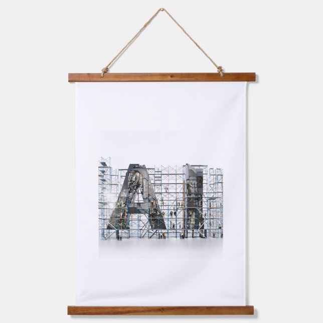 Industrial Letterform Architecture Art Hanging Tapestry (Front)