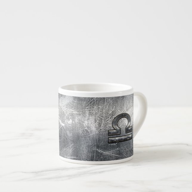 Industrial Libra Zodiac Sign in Silver Steel Espresso Cup (Front Right)