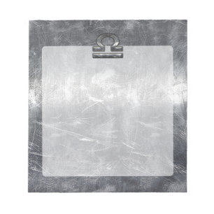Industrial Libra Zodiac Sign in Silver Steel Notepad
