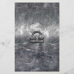 Industrial Libra Zodiac Sign in Silver Steel Stationery