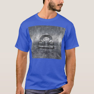 Industrial Libra Zodiac Sign in Silver Steel T-Shirt