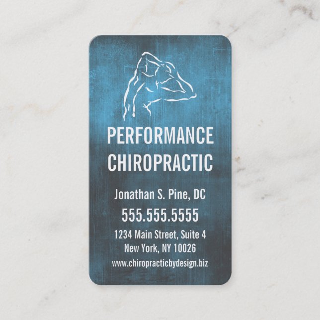 Industrial-Look Chiropractic Logo Business Cards (Front)