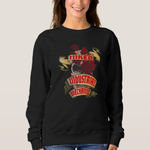 Industrial Mechanic Inked Skull & Red Roses Tattoo Sweatshirt
