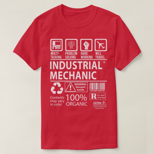Industrial Mechanic MultiTasking Certified Job Gif T-Shirt (Design Front)
