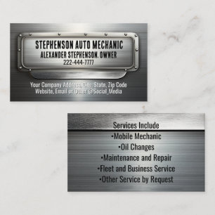Industrial Metal Car Repair Auto Mechanic Welding Business Card