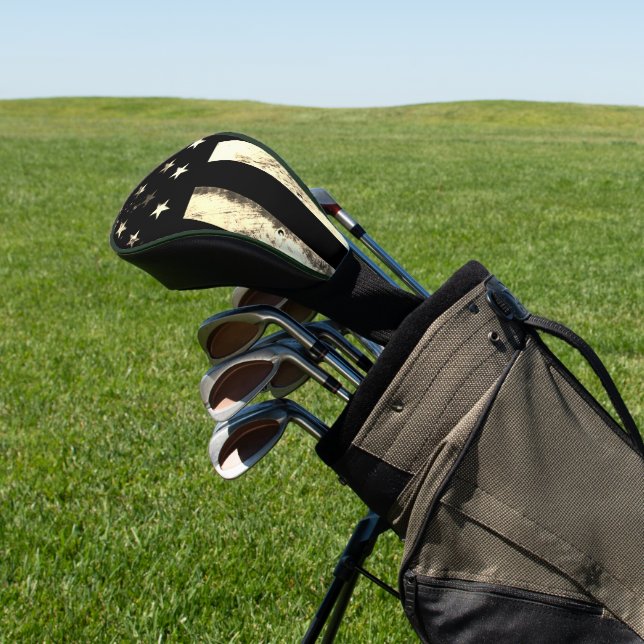 Industrial Military American Flag Desert Sepia Golf Head Cover (In Situ)