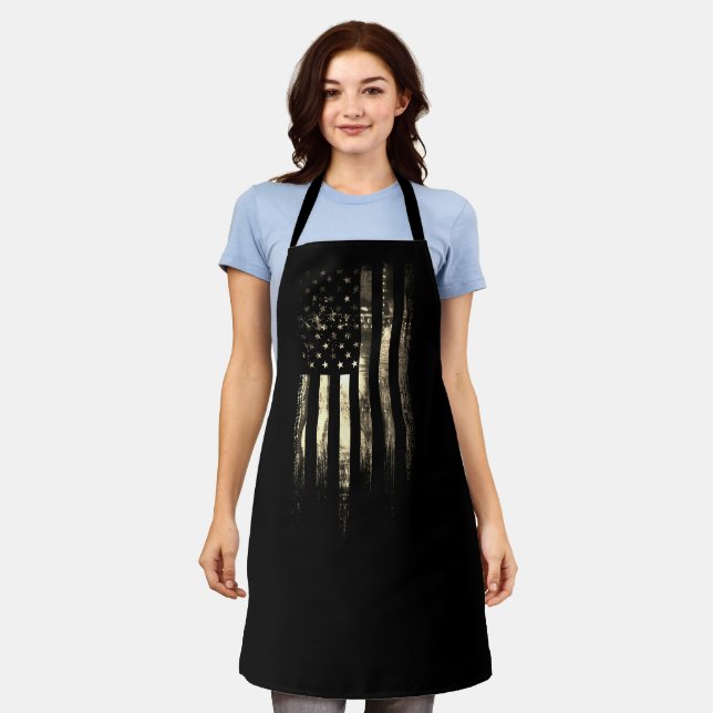 Industrial Military Aviation Desert American Flag  Apron (Worn)