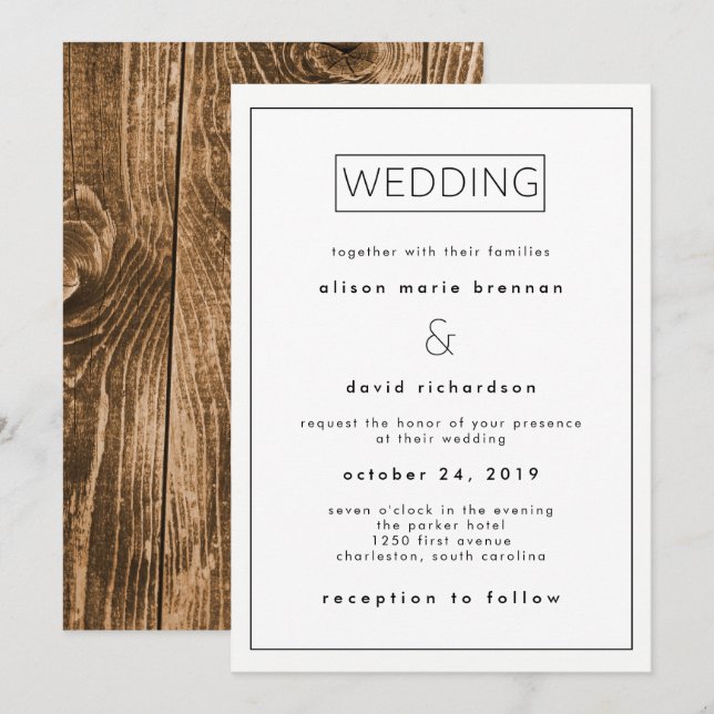 Industrial Minimalist Wedding Invitation (Front/Back)