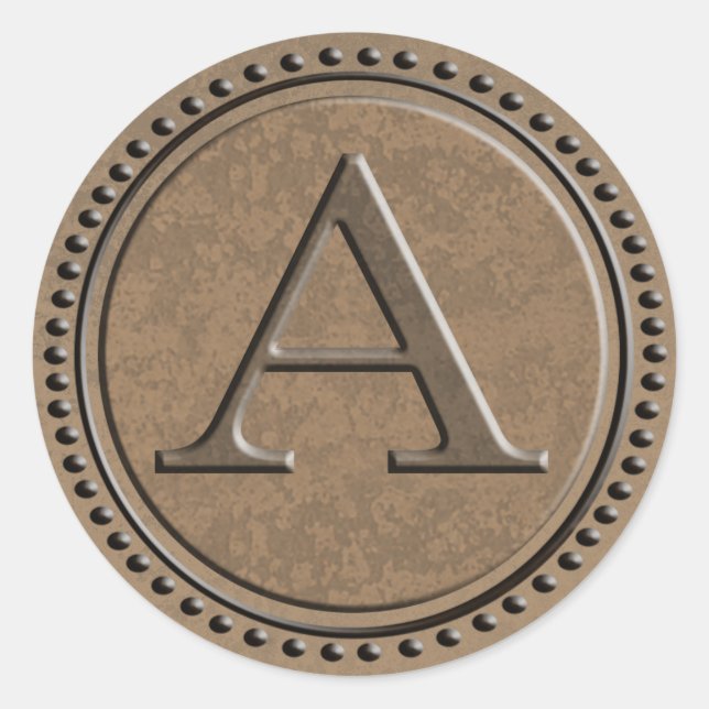 Industrial Monogram Letter A Classic Round Sticker (Front)