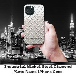 Industrial Nickel Steel Diamond Plate Name iPhone 13 Pro Max Case