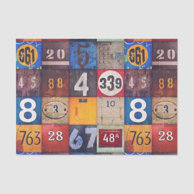 Industrial Numbers tissue paper or decoupage  (Front)