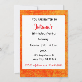 Industrial Orange Red Grungy Birthday Invitation