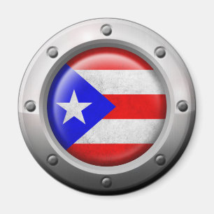 Industrial Puerto Rican Flag Steel Graphic Magnet