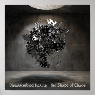 Industrial Puzzle Sphere: Abstract Floating Sculpt Poster