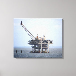 Industrial Rig in the Gulf Ocean Colour 16x20 Canvas Print