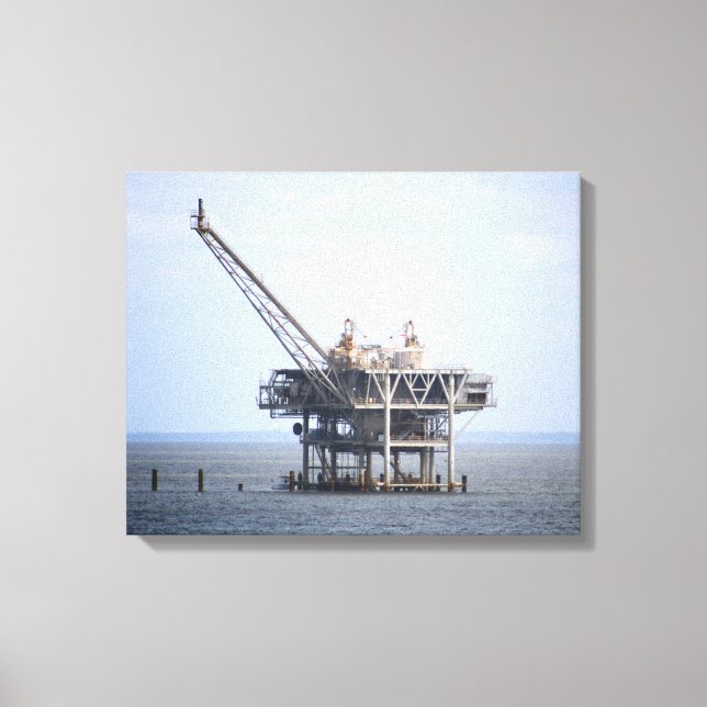 Industrial Rig in the Gulf Ocean Colour 16x20 Canvas Print (Front)